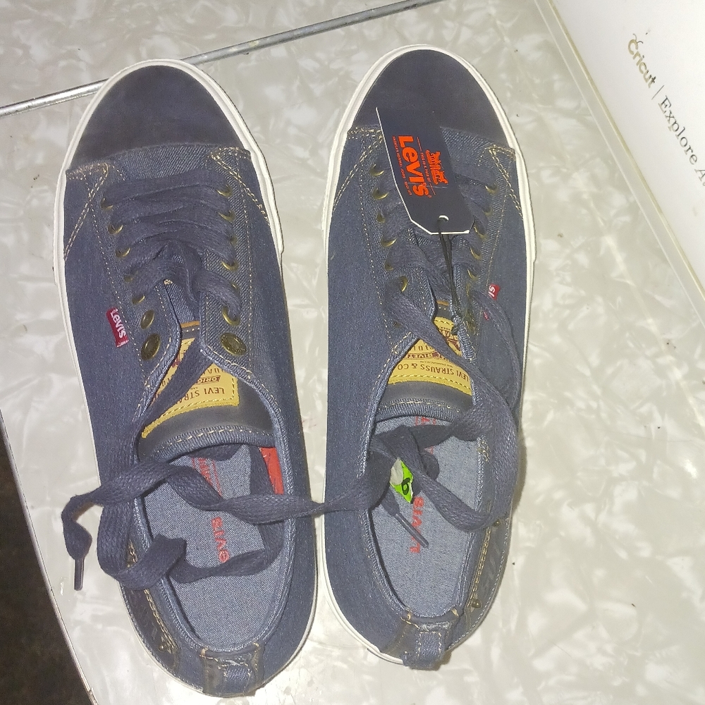 Levis Blue Canvas Denim Low Lace Up Casual Shoes Flat Mens Size 9.5 Skater